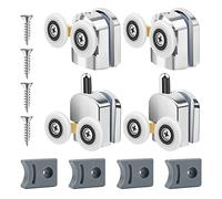 Talifoca Shower Door Rollers, 4 Pack (2 Upper, 2 Lower), 23mm Diameter, Silver, Minimalist Style, Suitable for 4-6mm Thick Glass Doors