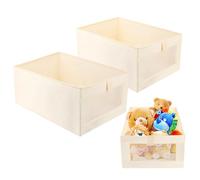 talifoca Storage Boxes, Set of 2 Wardrobe Organisers, Folding Box, Storage Box, Organiser Box with Transparent Window for Wardrobe, Clothes, Books, Cosmetics, Toys