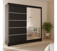 Talin 3 Sliding Wardrobe One Door Mirrored Body Black Front Black
