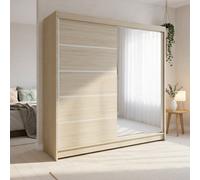Talin 3 Sliding Wardrobe One Door Mirrored Body Sonoma Front Sonoma With Rgb Led Lights