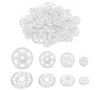 Talinco Press Studs Poppers, 100 Pairs Clear Snap Fasteners, 4 Sizes | clear plastic poppers fasteners, press studs, sew on snap buttons, 4 assorted sizes 7/12/15/21mm, for clothes, craft, DIY