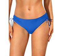 Talisea Womens Low Rise Bikini Bottoms - Side Tie Bathing Suit Swim Bottom Ruched Swimsuits Swimwear, Royal Blue, S