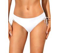 Talisea Womens Low Rise Bikini Bottoms - Side Tie Bathing Suit Swim Bottom Ruched Swimsuits Swimwear, White, S