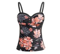 Talisea Women's Padded Underwire Swimsuit - Tummy Control Top with Push Up - No Bottoms Included, Orange Floral, M