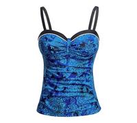 Talisea Women's Underwire Tankini Top Only Tummy Control Swimsuit Top Push Up Bathing Suit Top No Bottom, Blue Paisley, Large