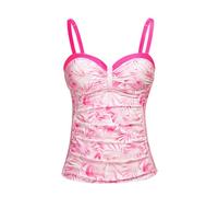 Talisea Women's Underwire Tankini Top Only Tummy Control Swimsuit Top Push Up Bathing Suit Top No Bottom, Pink Leaves, XL