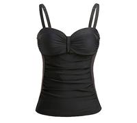Talisea Women's Underwire Tankini Top Only Tummy Control Swimsuit Top Push Up Bathing Suit Top No Bottom, Black, XS