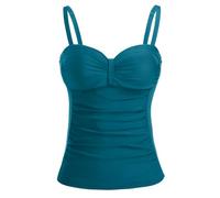 Talisea Women's Underwire Tankini Top Only Tummy Control Swimsuit Top Push Up Bathing Suit Top No Bottom, Teal, XL