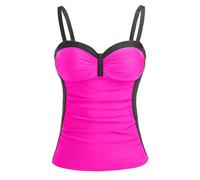 Talisea Women's Underwire Tankini Top Only Tummy Control Swimsuit Top Push Up Bathing Suit Top No Bottom, Pink and Black, Medium