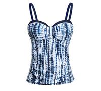 Talisea Women's Underwire Tankini Top Only Tummy Control Swimsuit Top Push Up Bathing Suit Top No Bottom, Blue Tie Dye, Medium