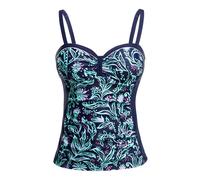 Talisea Women's Underwire Tankini Top Only Tummy Control Swimsuit Top Push Up Bathing Suit Top No Bottom, Blue Flower, XL