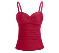 Talisea Women's Underwire Tankini Top Only Tummy Control Swimsuit Top Push Up Bathing Suit Top No Bottom, Red, XXL