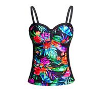 Talisea Women's Underwire Tankini Top Only Tummy Control Swimsuit Top Push Up Bathing Suit Top No Bottom, Floral, S