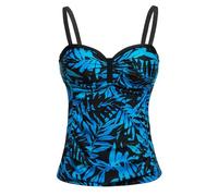 Talisea Women's Underwire Tankini Top Only Tummy Control Swimsuit Top Push Up Bathing Suit Top No Bottom, Black, XX-Large(Blue Black Leaves,L)
