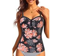 Talisea Women's Underwire Tummy Control Swimsuit Top with Push Up - No Bottom Included, Orange Floral, XL