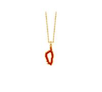 TALISMAN JEWELLERY 18k Gold Plated and Red Enamel Pendant - Corsica Island (10 MM x 24 MM)