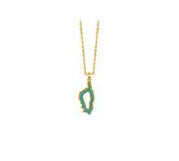 TALISMAN JEWELLERY 18k Gold Plated and Turquoise Enamel Pendant - Corsica Island (10 MM x 24 MM)