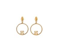TALISMAN JEWELLERY 18k Gold Plated Earrings with Hanged Push Back Clasp - Lauburu, Basque Cross (20 MM piece + 8 MM clasp)
