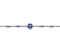 TALISMAN JEWELLERY 316L Steel and Blue Enamel Chain Bracelet - Fleur de Lys (14 mm Diameter and 6 mm Thickness Piece/17.5 cm Chain + 4 cm Extension)
