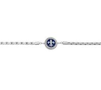 TALISMAN JEWELLERY 316L Steel and Blue Enamel Chain Bracelet - Fleur de Lys (14 mm Diameter and 6 mm Thickness Piece/17.5 cm Chain + 4 cm Extension)