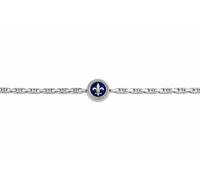 TALISMAN JEWELLERY 316L Steel and Blue Enamel Chain Bracelet - Fleur de Lys (14 mm Diameter and 6 mm Thickness Piece/17.5 cm Chain + 4 cm Extension)
