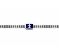 TALISMAN JEWELLERY 316L Steel and Blue Enamel Chain Bracelet - Fleur de Lys - Fleur de Lys (Adjustable Chain to 19.5 cm, 20.5 cm or 22 cm by Buckle)