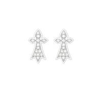 TALISMAN JEWELLERY 925 Sterling Silver and White Cubic Zirconia Earrings with Push Back Clasp - Ermine Celtic Symbol (8 mm x 13 mm)