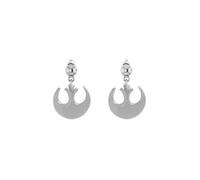 TALISMAN JEWELLERY 925 Sterling Silver Earrings with hanged push back clasp - Rebel Alliance, Sci-fi Saga Rebellion Symbol (9.5 MM x 12 MM piece + 7 MM clasp)