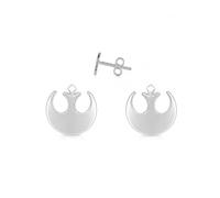 TALISMAN JEWELLERY 925 Sterling Silver Earrings with push back, hanged push back or hook clasp - Rebel Alliance, Sci-fi Saga Rebellion Symbol (9.5 MM x 12 MM piece + clasp)