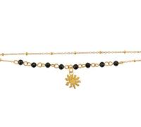 TALISMAN JEWELLERY Eguzkilore 18K Gold Plated Steel Bracelet (PVD) and Cubic Zirconia - Eguzkilore, Flower of the Sun (13 mm Piece/15 cm + 5 cm Extension), 13 mm pieza / 15 cm + 5 cm de extensión