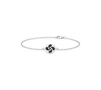 TALISMAN JEWELLERY Lauburu Basque Cross 925 Sterling Silver and Black Enamel Chain Bracelet (10 mm Piece/15 cm + 4 cm Extension)