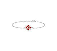 TALISMAN JEWELLERY Lauburu Basque Cross 925 Sterling Silver and Red Enamel Chain Bracelet (10 mm Piece/15 cm + 4 cm Extension)