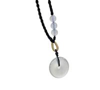 Talisman necklace, Feng Shui Love Necklace Natural Strawberry Crystal White Chalcedony