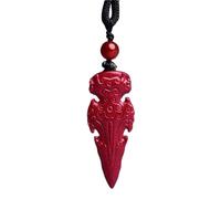 Talisman necklace, Feng Shui Pendant,Feng Shui Cinnabar Wealth Necklace Authentic Jade Pendant Chakra Crystal Lucky Wealth Ward Off Evil Spirits Sweater Chain Inspirational Gift for Women Men,Mace Pen