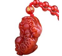Talisman necklace, Feng Shui Pendant,Feng Shui Red Agate Pixiu/Piyao Wealth Necklace Chakra Crystal Amulet Lucky Wealth Ward Off Evil Spirits Sweater Chain Attract Wealth Money Men Women Pendant neckl