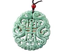 Talisman necklace, Feng Shui Pendant,Feng Shui Wealth Jadeite Double Dragon Pendant Necklace W/Cord Chakra Crystal Amulet Lucky Wealth Ward Off Evil Spirits Necklace Inspirational Gift for Women Men P