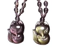 Talisman necklace, Feng Shui Pendant,Fox Necklace Feng Shui Lucky Wealth Couple Black Obsidian Crystal Necklace Talisman Romantic Love Prosperity Money Good Luck(1PCS),Beads Rope Pendant necklace (Col