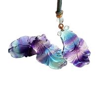 Talisman necklace, Feng Shui Pendant,Natural Color Gradient Gold Fish Fluorite Pendant String Necklace Feng Shui Crystal Quartz Love Amulet Charm Rainbow Chakra Gemstones Adjustable Good Luck Gift for