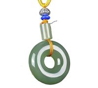 Talisman necklace, Feng Shui Pendant,Natural Hetian Jade Feng Shui Necklace Harmony Buckle Pendant Lucky Ring Nephrite Jade Good Fortune Necklace Amulet for Men Women Prosperity Attract Wealth Money W