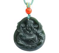 Talisman necklace, Feng Shui Pendant,Natural Hetian Jade God of Wealth Pendant Feng Shui Fortune Men's Ladies Lucky Charm Necklace Talisman Prosperity Money Good Luck Friendship Couple Birthday Gift M
