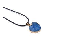 Talisman necklace, Feng Shui Pendant,Natural White Crystal Cluster Love Heart Shaped Pendant Gold Edge Gemstone Crystals Electroplating Handmade Feng Shui Decoration crystal stone (Color : Amethyst)