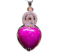 Talisman necklace, Feng Shui Pink Fuchsia Jade Necklace Pendant S925 Silver