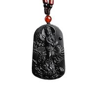 Talisman necklace, Natural Ice Obsidian Bodhisattva Pendant Necklace Feng Shui