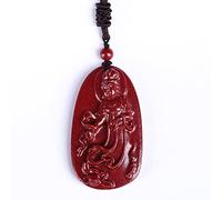 Talisman necklace, Natural Purple Cinnabar Bodhisattva Pendant Necklace Feng Shui