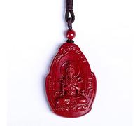 Talisman necklace, Natural Purple Cinnabar Bodhisattva Pendant Necklace Feng Shui