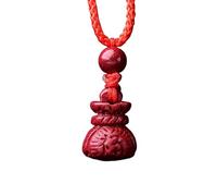 Talisman necklace, Purple Cinnabar Pendant Necklace Buddha Guanyin Money Bag Gourd Harmony Lock