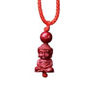 Talisman necklace, Purple Cinnabar Pendant Necklace Buddha Guanyin Money Bag Gourd Harmony Lock