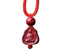 Talisman necklace, Purple Cinnabar Pendant Necklace Buddha Guanyin Money Bag Gourd Harmony Lock