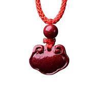 Talisman necklace, Purple Cinnabar Pendant Necklace Buddha Guanyin Money Bag Gourd Harmony Lock