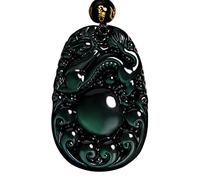 Talisman necklace, Rainbow Eye Obsidian Dragon Necklace Ice Obsidian Pi Xiu Necklace Pendant